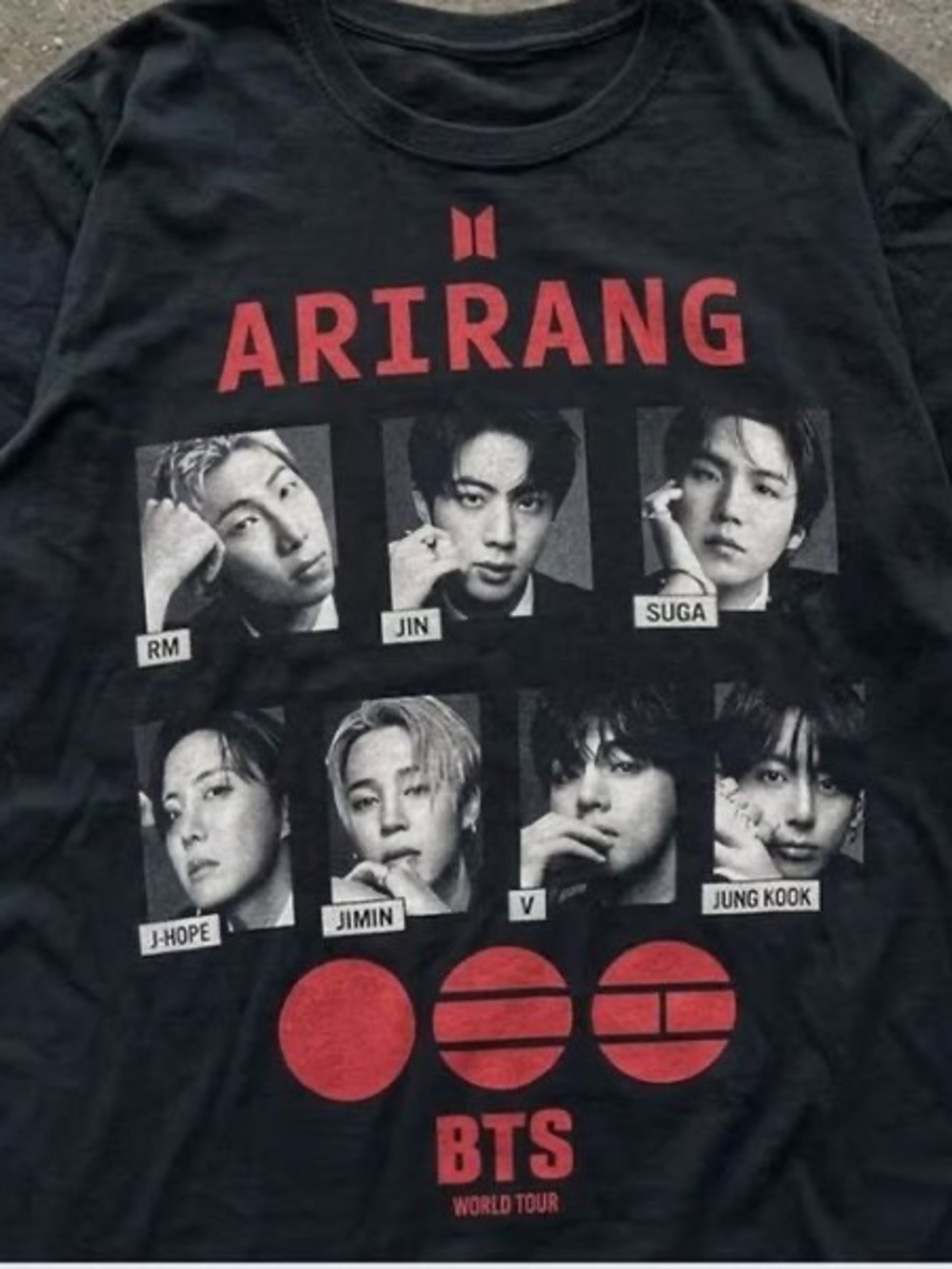 BTS Arirang Black & Red Photo Grid Tour Tee